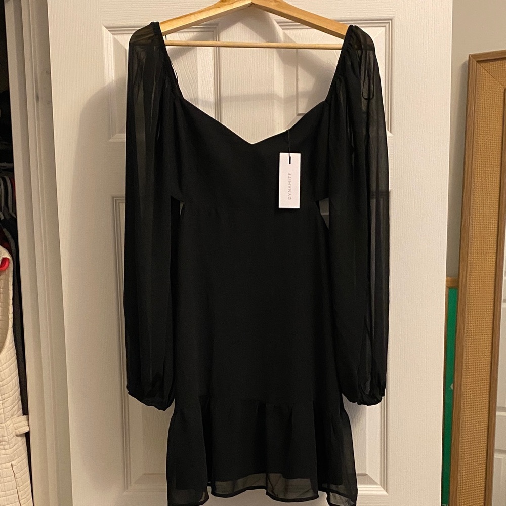 Dynamite Black Off the Shoulder Sheath Dress
